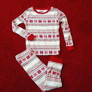 Holiday Time Fair Isle Long John Pajamas. Unisex Size 5T Red/Cream/Green